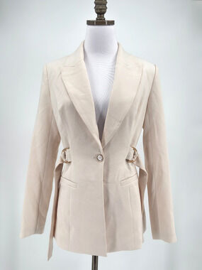 Gary Wood Ivory Structured Single Button Tailored Blazer Jacket Sz S NEW